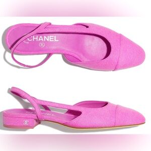 Chanel pink denim slingbacks